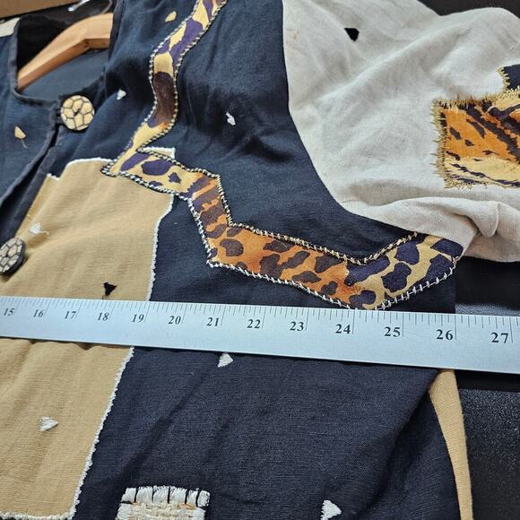 Vintage Allure Blazer Womens Size 1X Black 3D Animal Print 90s Art To Wear Boho - Picture 12 of 12